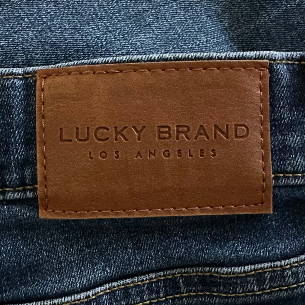 Lucky Brand 410 Athletic Straight Jeans Mens 34x29 Dark Wash Blue Denim Stretch - Picture 12 of 12